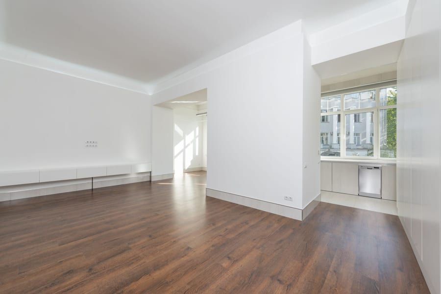 Wood-effect luxury vinyl plank flooring in a modern room
